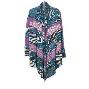 Vintage Sacred Threads Pieced Open Front Waterfall Sweater